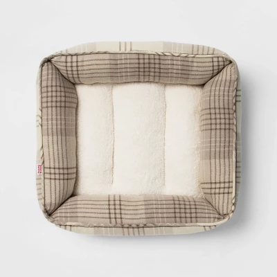 Orthopedic Plaid Flannel Cuddler Dog Bed - Cream/Brown - Boots & Barkley™ 1 Orthopedic Plaid Flannel Cuddler Dog Bed - Cream/Brown - Boots & Barkley™