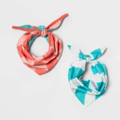 Cooling Grid/Stripe Collar Slide Dog Bandana - 2pk - Boots & Barkley™