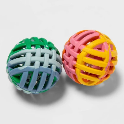 Rubber Lattice Tie Dye Cat Toy Balls - 2pk - Boots & Barkley™ 2 Rubber Lattice Tie Dye Cat Toy Balls - 2pk - Boots & Barkley™ - Image 2