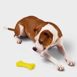 Rubber Bone Dog Toy - Boots & Barkley™ Yellow