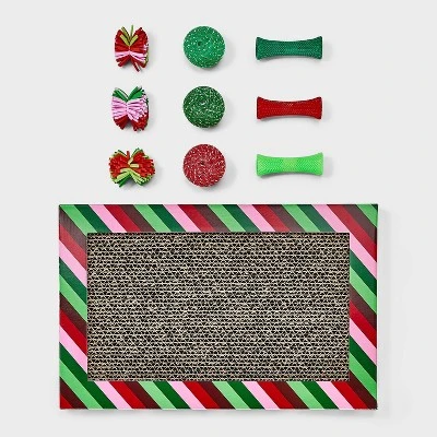 Cat Scratch Pad And Ball Toy Set - 10pcs - Boots & Barkley™ 1 Cat Scratch Pad And Ball Toy Set - 10pcs - Boots & Barkley™