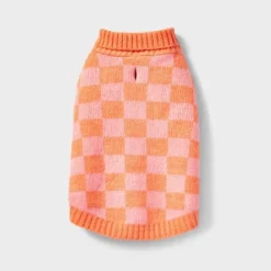 Checkered Knit Dog Sweater - Pink - Boots & Barkley™