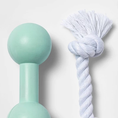 Bundle Puppy Rubber & Rope Dog Toy Set - 2pc - Boots & Barkley™ 1 Bundle Puppy Rubber & Rope Dog Toy Set - 2pc - Boots & Barkley™