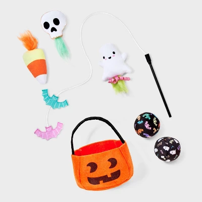 Pumpkin Pail Cat Ball Plush Toy Set - 6pk - Boots & Barkley™ 2 Pumpkin Pail Cat Ball Plush Toy Set - 6pk - Boots & Barkley™ - Image 2