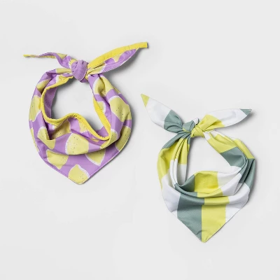Cooling Lemon/Stripe Collar Slide Dog Bandana - 2pk - Boots & Barkley™ 1 Cooling Lemon/Stripe Collar Slide Dog Bandana - 2pk - Boots & Barkley™