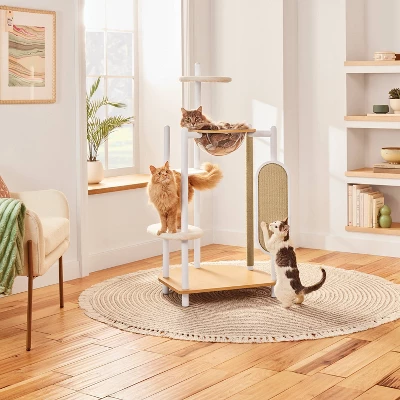 Cat Tree Tower - Cream - 50.25" - Boots & Barkley™ 2 Cat Tree Tower - Cream - 50.25" - Boots & Barkley™ - Image 2