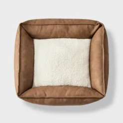 Cuddler Faux Leather Bolster Dog Bed - Boots & Barkley™