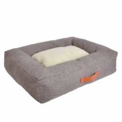 Rectangular Bolster Faux Linen Dog Beds - XL - Boots & Barkley™