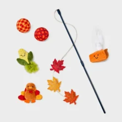 Thanksgiving Cat Wand Plush Toy Set - 6pk - Boots & Barkley™