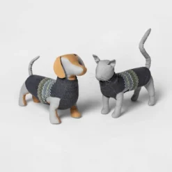 Fairisle Stripe Cool Colorway Dog And Cat Sweater - Gray - Boots & Barkley™ -Boots & Barkley GUEST e1a02ed9 abcd 4005 b9d0 c70ffc7089ec