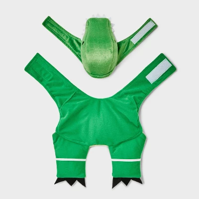Dino With Pumpkin T-Rex Pail Dog And Cat Frontal Costume - Boots & Barkley™ Light Green 2 Dino With Pumpkin T-Rex Pail Dog And Cat Frontal Costume - Boots & Barkley™ Light Green - Image 2