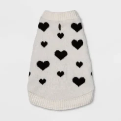 White With Black Hearts Dog And Cat Sweater - Boots & Barkley™