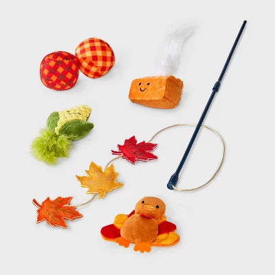 Thanksgiving Cat Wand Plush Toy Set - 6pk - Boots & Barkley™ 2 Thanksgiving Cat Wand Plush Toy Set - 6pk - Boots & Barkley™ - Image 2